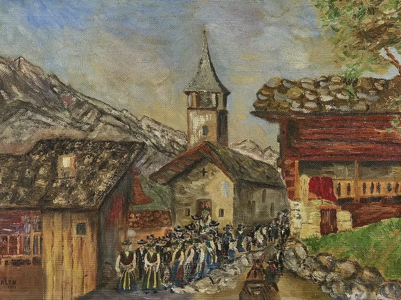 1884-Ludwig Werlen - Processione a Saint Nicolas, Val d'Anniviers